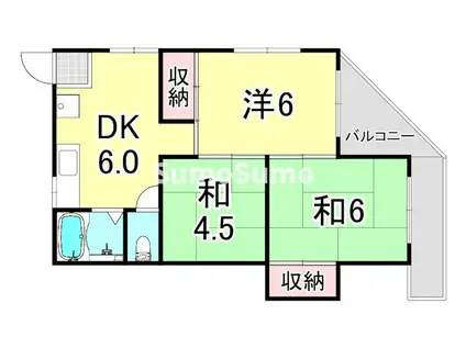 本町マンション(3DK/5階)の間取り写真