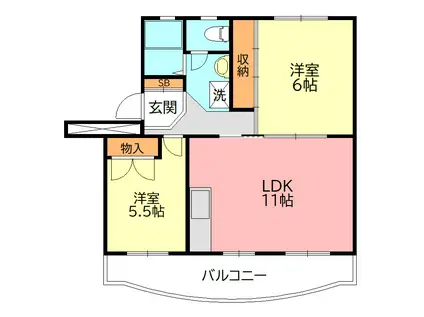 サニーコートマンション(2LDK/1階)の間取り写真