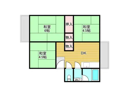 長興寺マンション(3DK/3階)の間取り写真