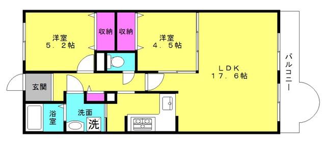高砂アーバンコンフォート(2LDK/10階)の間取り写真