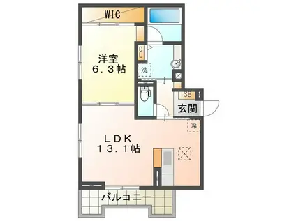 ディーシャンブル 北町(1LDK/1階)の間取り写真