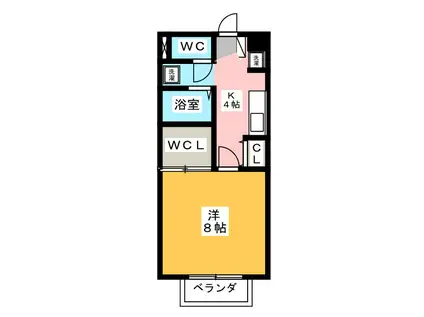 シャンベール森川 A(1K/2階)の間取り写真