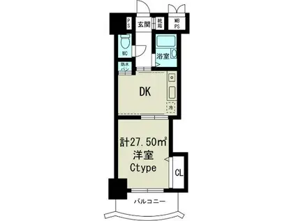 ノルデンハイム東三国(1DK/3階)の間取り写真