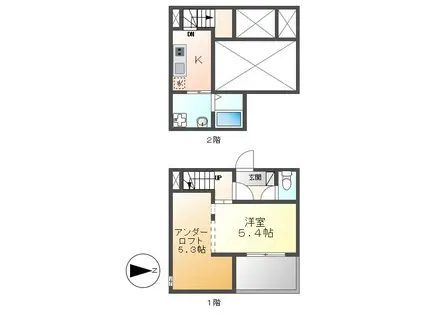 クラッセ上流(1K/1階)の間取り写真