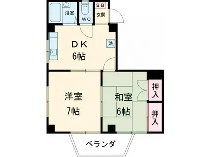 センチュリー21(2DK/4階)の間取り写真