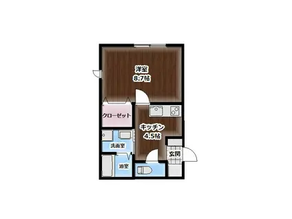 カーサ・クシーナ(1DK/1階)の間取り写真