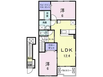 クリアネス F II(2LDK/2階)の間取り写真