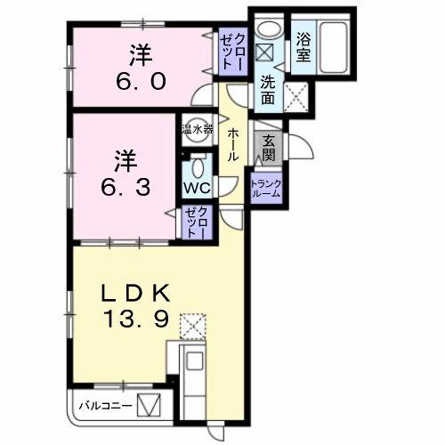 グランドコモンズ(2LDK/2階)の間取り写真