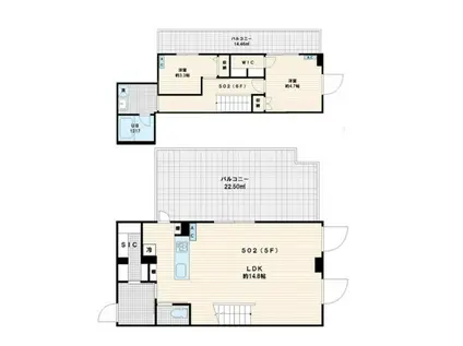 FULLEA代々木(2LDK/5階)の間取り写真