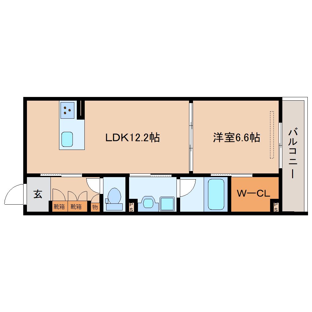 シャーメゾン北市(1LDK/2階)の間取り写真
