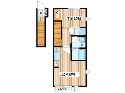 マノアーレ名取駅西 A棟(1LDK/2階)の間取り写真