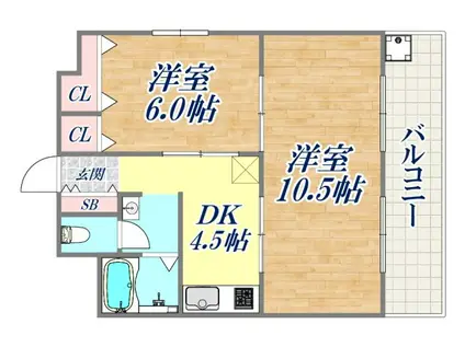 パークハイツ青谷(2DK/2階)の間取り写真