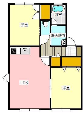 グランディールA棟(2LDK/2階)の間取り写真