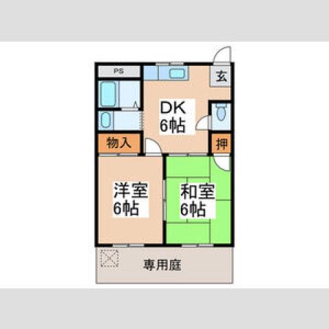 西町コーポ(2DK/1階)の間取り写真