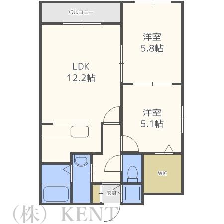 ベルクレール琴似(2LDK/5階)の間取り写真