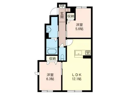 SHM グリッター・K(2LDK/1階)の間取り写真