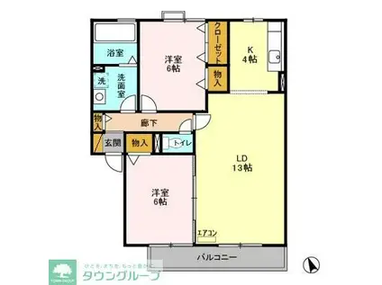 オリーブガーデンA・B・C(2LDK/2階)の間取り写真