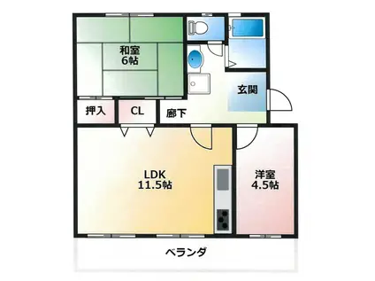 新多聞第2(2LDK/5階)の間取り写真