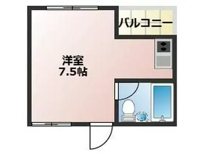 パレス星陵台(ワンルーム/4階)の間取り写真