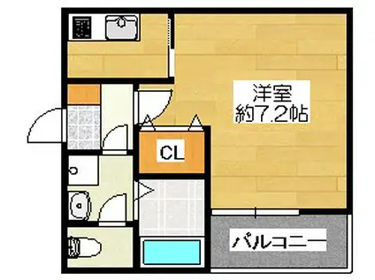 BRAVE BASE針摺(1K/1階)の間取り写真