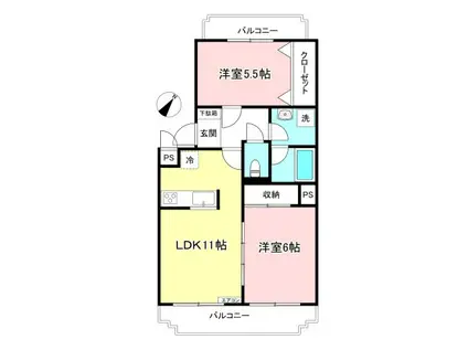 アンジェレ藤が丘(2LDK/1階)の間取り写真