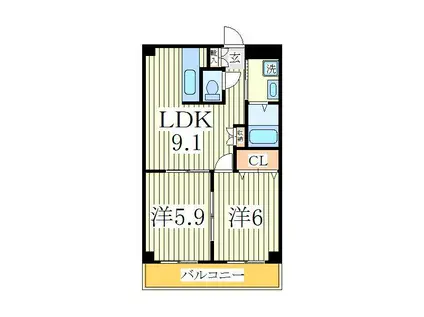 クレイスヴィラ(2LDK/1階)の間取り写真