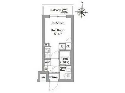 コンフォリア・リヴ南品川(ワンルーム/2階)の間取り写真