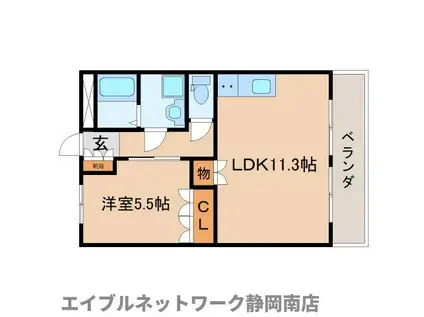 スウィートベル(1LDK/1階)の間取り写真