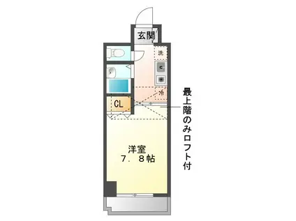 びいⅥ植田(1K/10階)の間取り写真