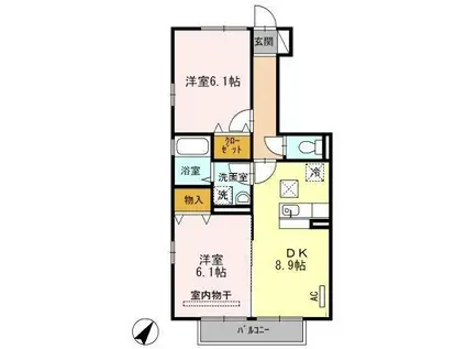 カーサ レガーレ(2DK/1階)の間取り写真