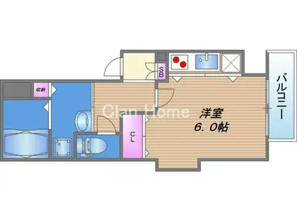 玉造レカンVI(ワンルーム/4階)の間取り写真