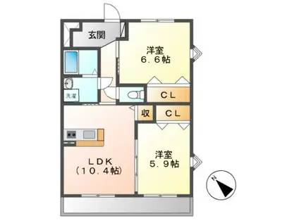 プリマベーラ(2LDK/3階)の間取り写真