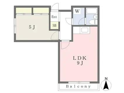 天神コート(1DK/3階)の間取り写真