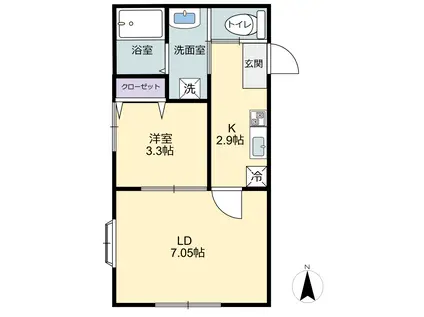 キャピタルサトウ(2DK/1階)の間取り写真