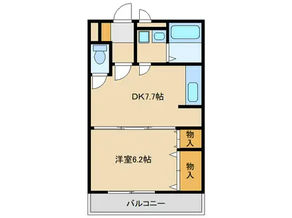 ノッティングヒル(1DK/2階)の間取り写真