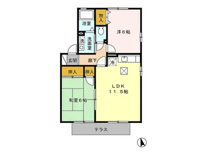 サンライフ市の玉(2LDK/1階)の間取り写真