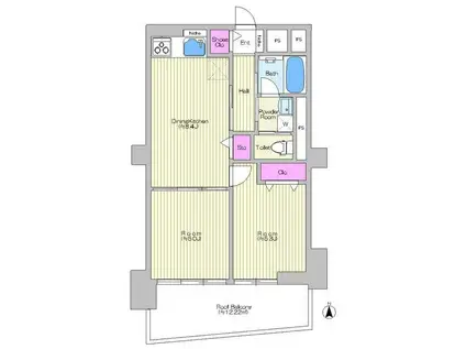 ドミール千駄木(2DK/3階)の間取り写真