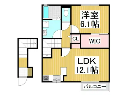 GLANZ B棟(1LDK/2階)の間取り写真