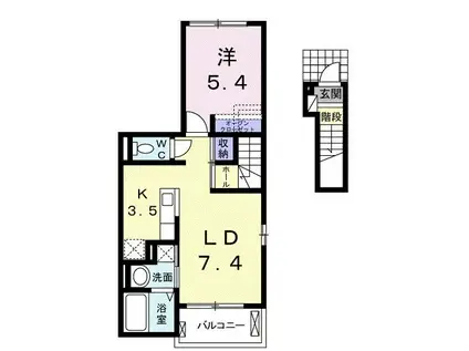 シャンドラ II(1LDK/2階)の間取り写真