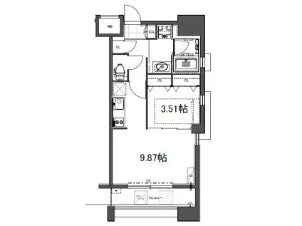 GRAND HILL IWASE BLD(1LDK/5階)の間取り写真