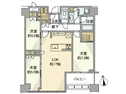 白金ザ・スカイ(3LDK/41階)の間取り写真