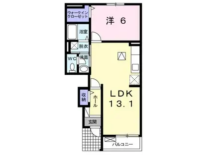 アウローラ・F(1LDK/1階)の間取り写真
