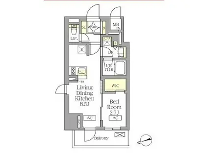 テラス北千住(1DK/10階)の間取り写真