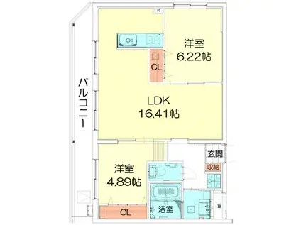 TECHNO-TERRASSE 北綾瀬(2LDK/2階)の間取り写真