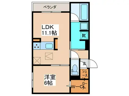 スペチアーレ背戸口(1LDK/1階)の間取り写真