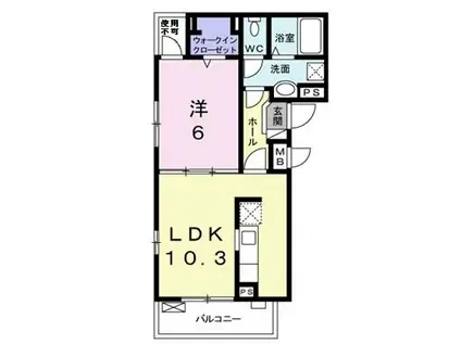 ミュルザンヌ(1LDK/2階)の間取り写真