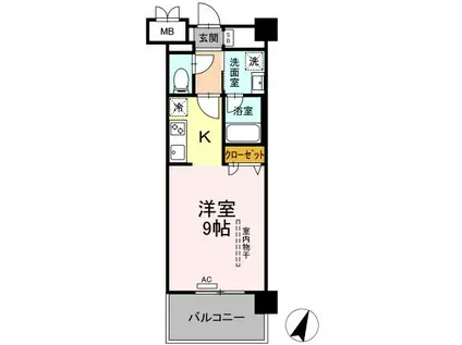 グランデール博多(1K/2階)の間取り写真