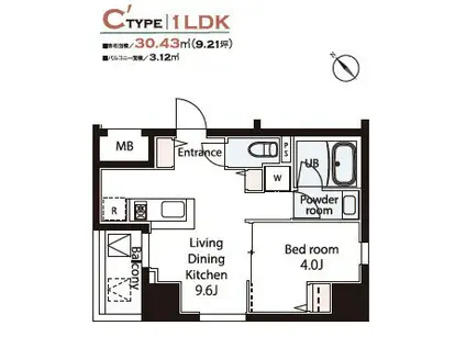 WEAVE BASE -ASUKAYAMA PARK(1LDK/4階)の間取り写真