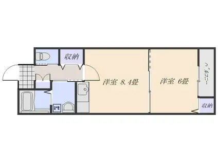 山本レジデンス(1LDK/2階)の間取り写真