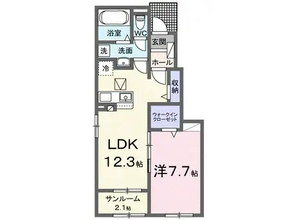 アルコバレーノII(1LDK/1階)の間取り写真